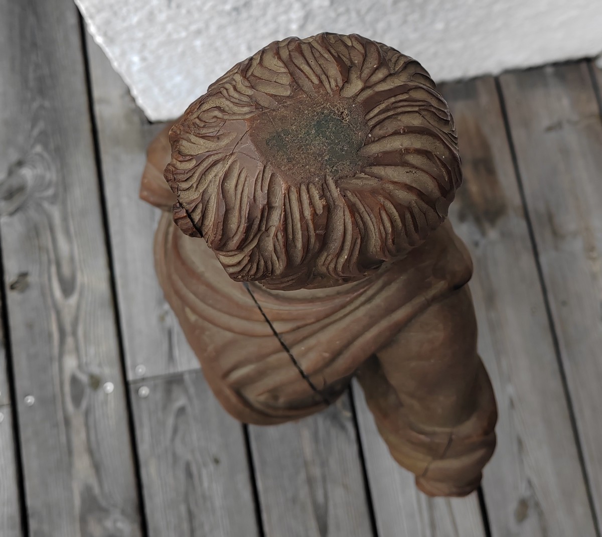 Grande sculpture religieuse apôtre 19 ème St Jean en bois sculpté -photo-4