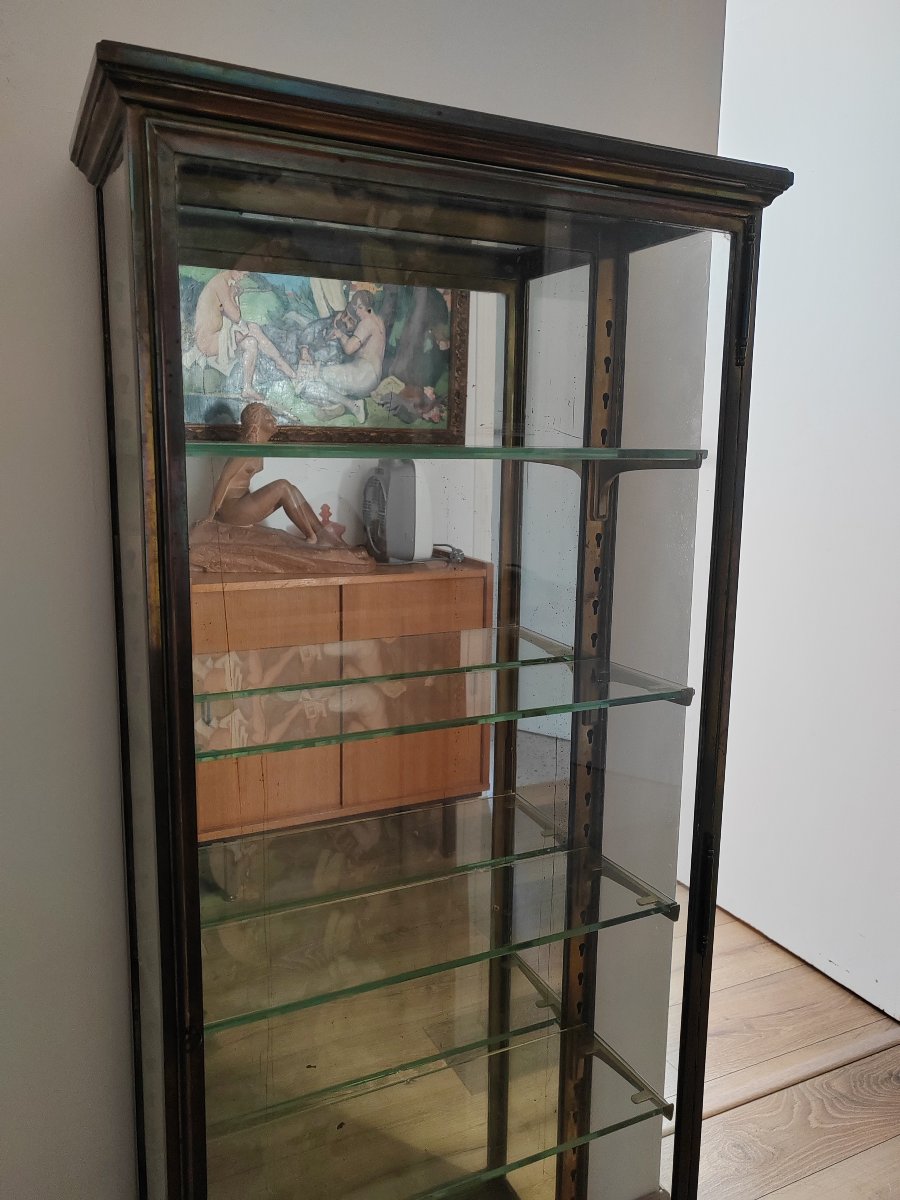 Large Glass And Brass Column Display Case Circa 1900-photo-2