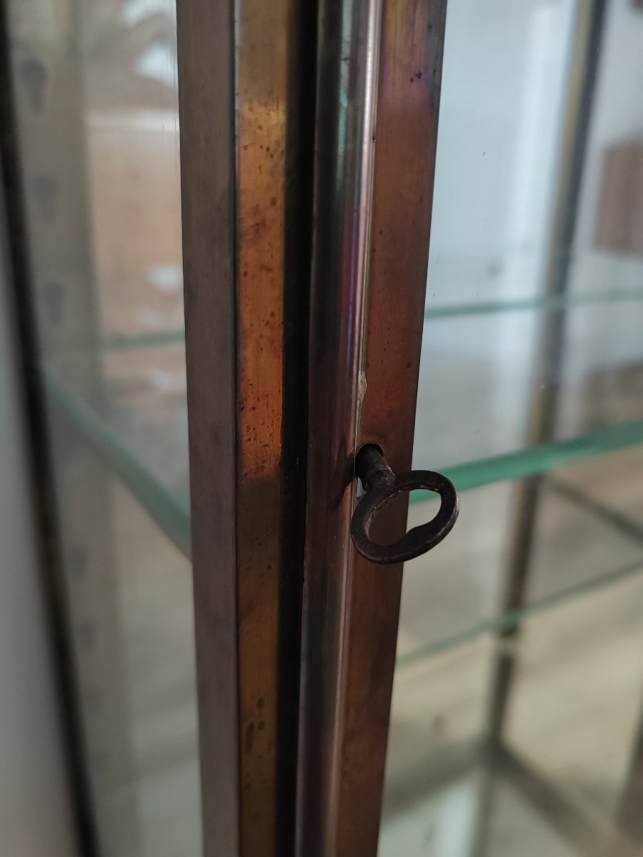 Large Glass And Brass Column Display Case Circa 1900-photo-3