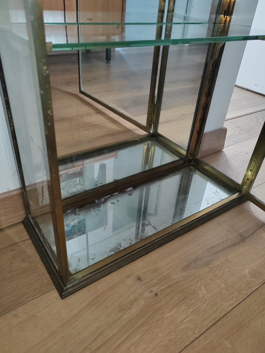 Large Glass And Brass Column Display Case Circa 1900-photo-4
