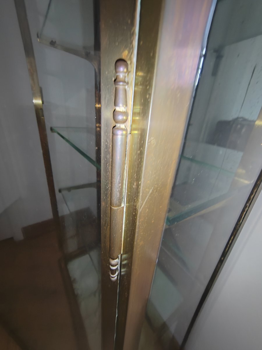 Large Glass And Brass Column Display Case Circa 1900-photo-1