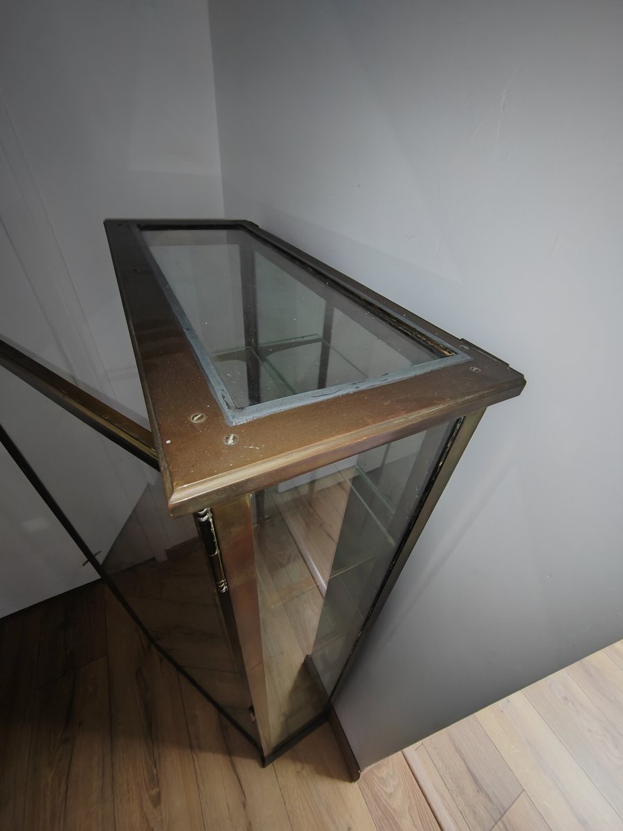 Large Glass And Brass Column Display Case Circa 1900-photo-2
