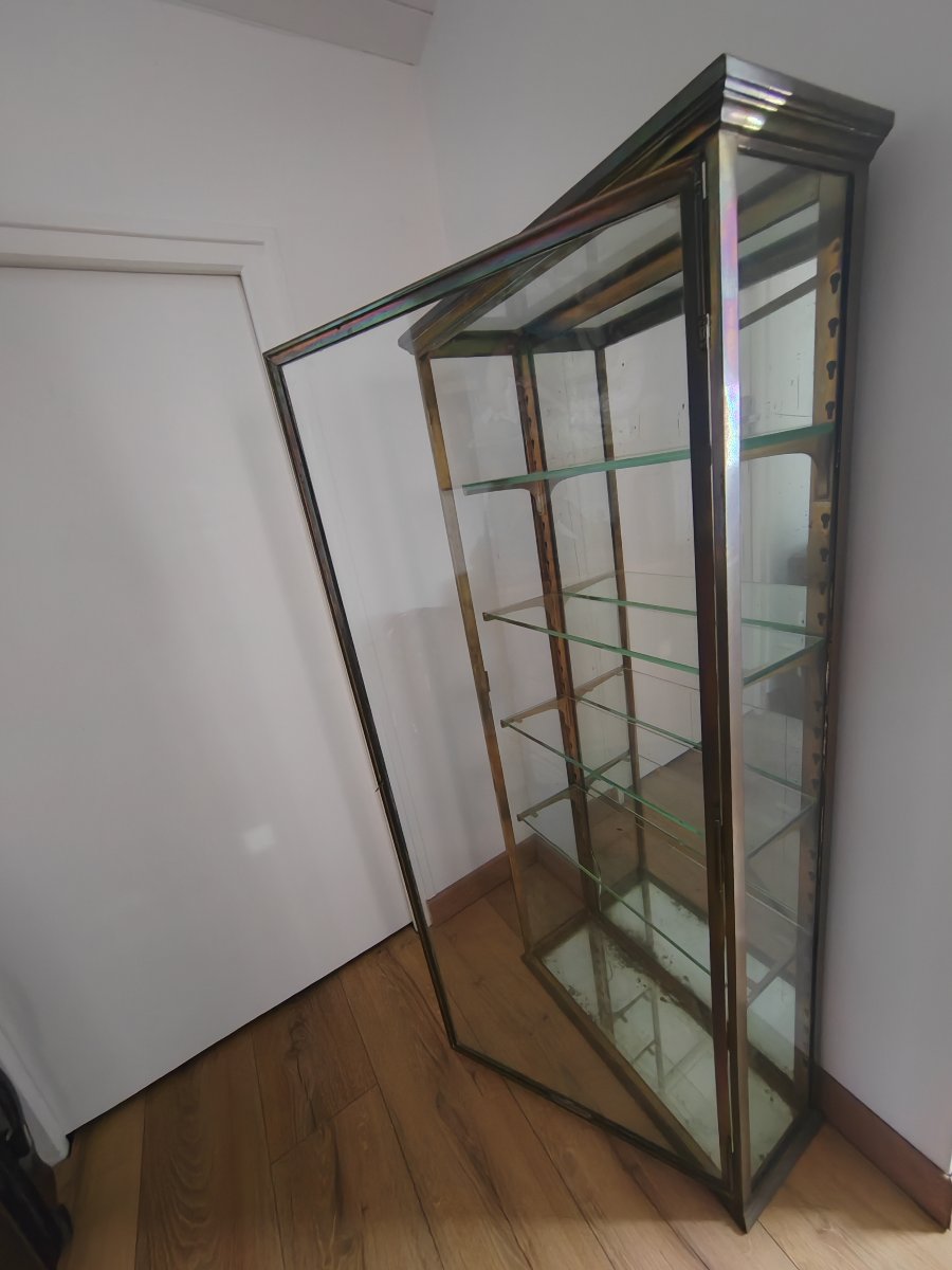 Large Glass And Brass Column Display Case Circa 1900-photo-4