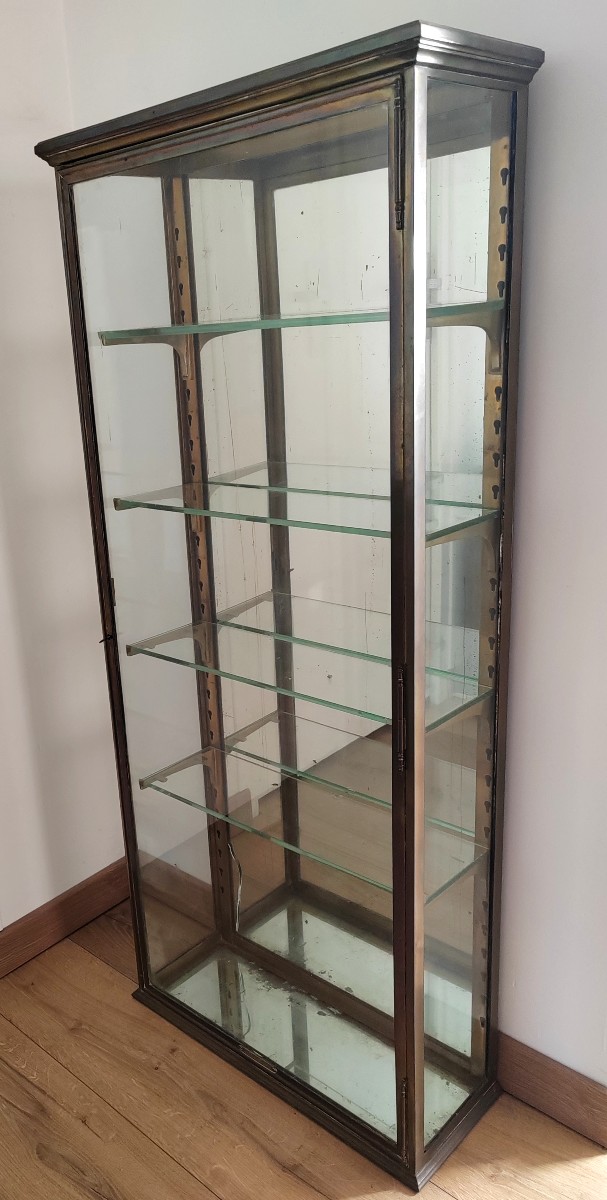 Large Glass And Brass Column Display Case Circa 1900