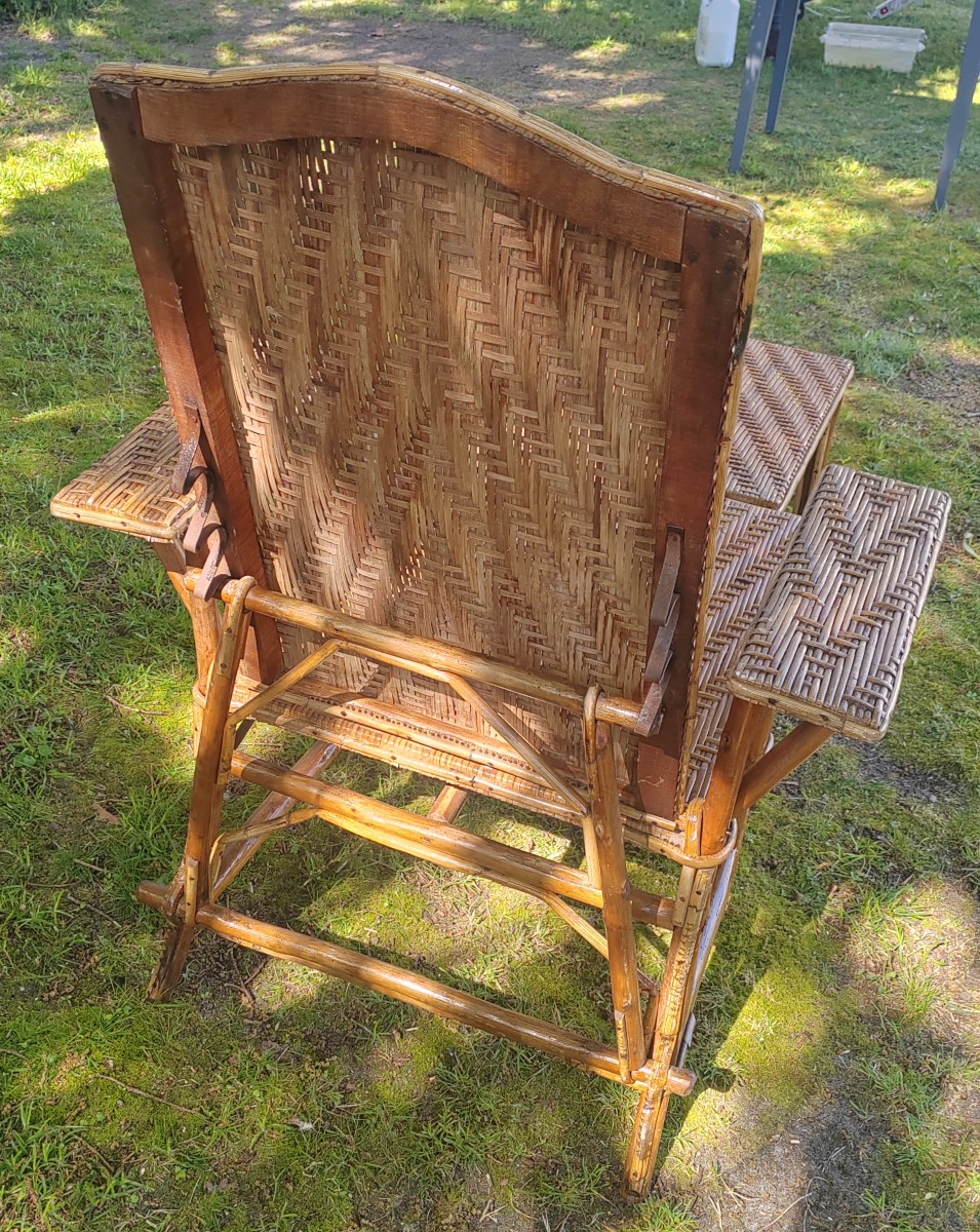 Chilean Rattan Deckchair In Good Condition 1900-photo-4