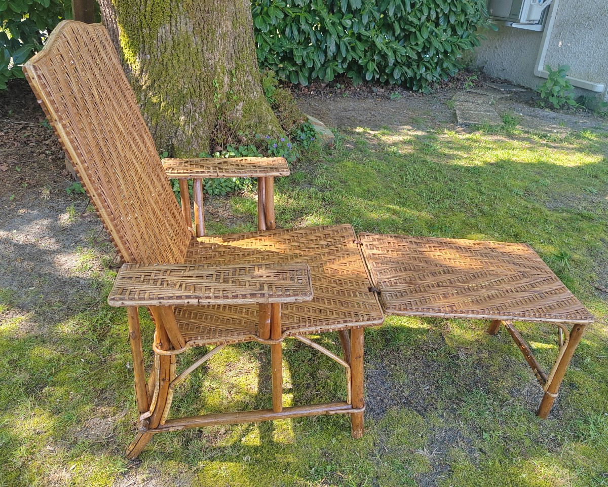 Chilean Rattan Deckchair In Good Condition 1900
