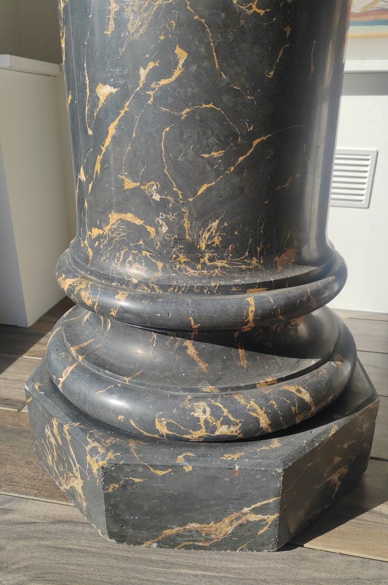 Large Antique Imitation Marble Column 1m10-photo-3