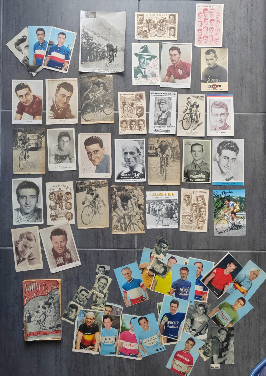 Lot autographes cartes postales tour de France cyclisme les géants de la route 