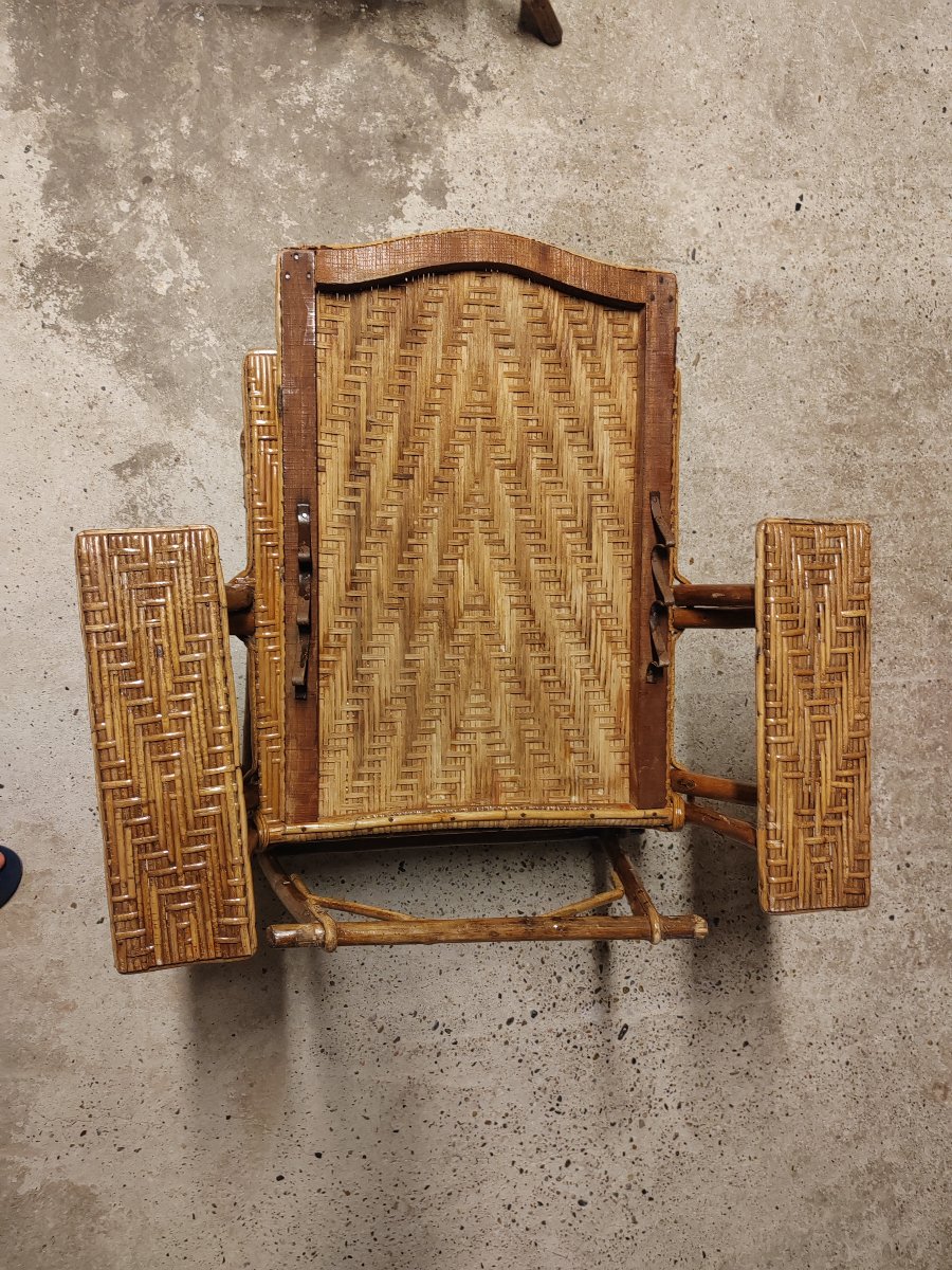 1920s Art Deco Rattan Deck Chair In Good Condition-photo-4
