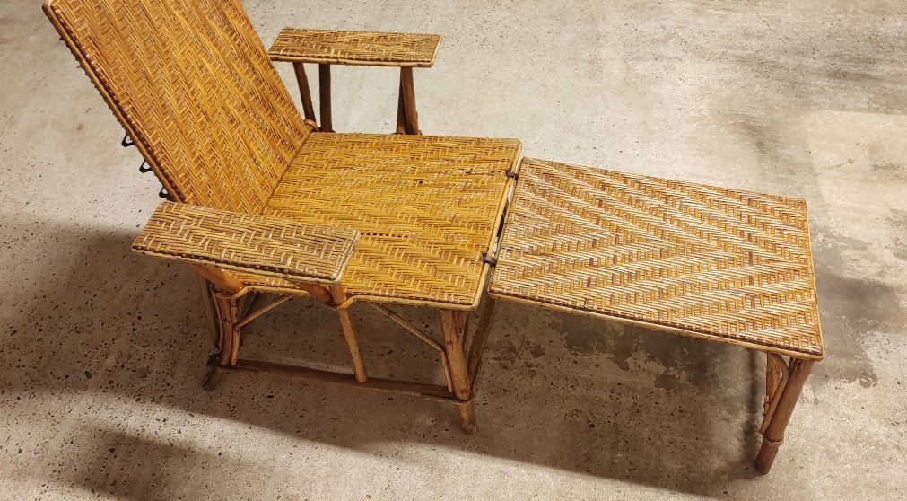 1920s Art Deco Rattan Deck Chair In Good Condition-photo-2