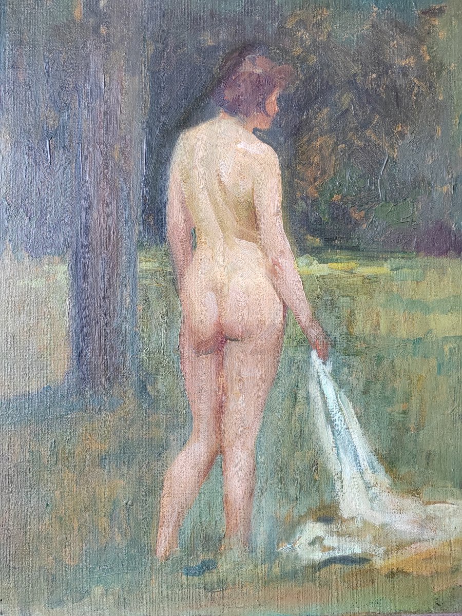 Nue au jardin Gaston Hoffmann (1883-1977) art déco -photo-1