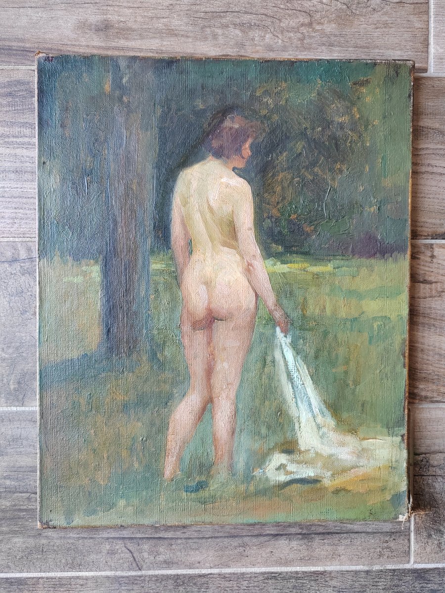 Nue au jardin Gaston Hoffmann (1883-1977) art déco -photo-2