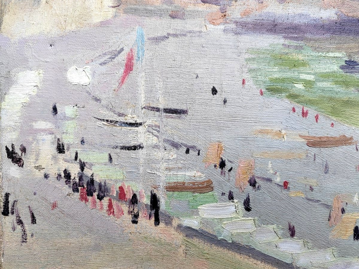 Fécamp Les Petites Dalles André Duteurtre scène plage grand tableau-photo-1
