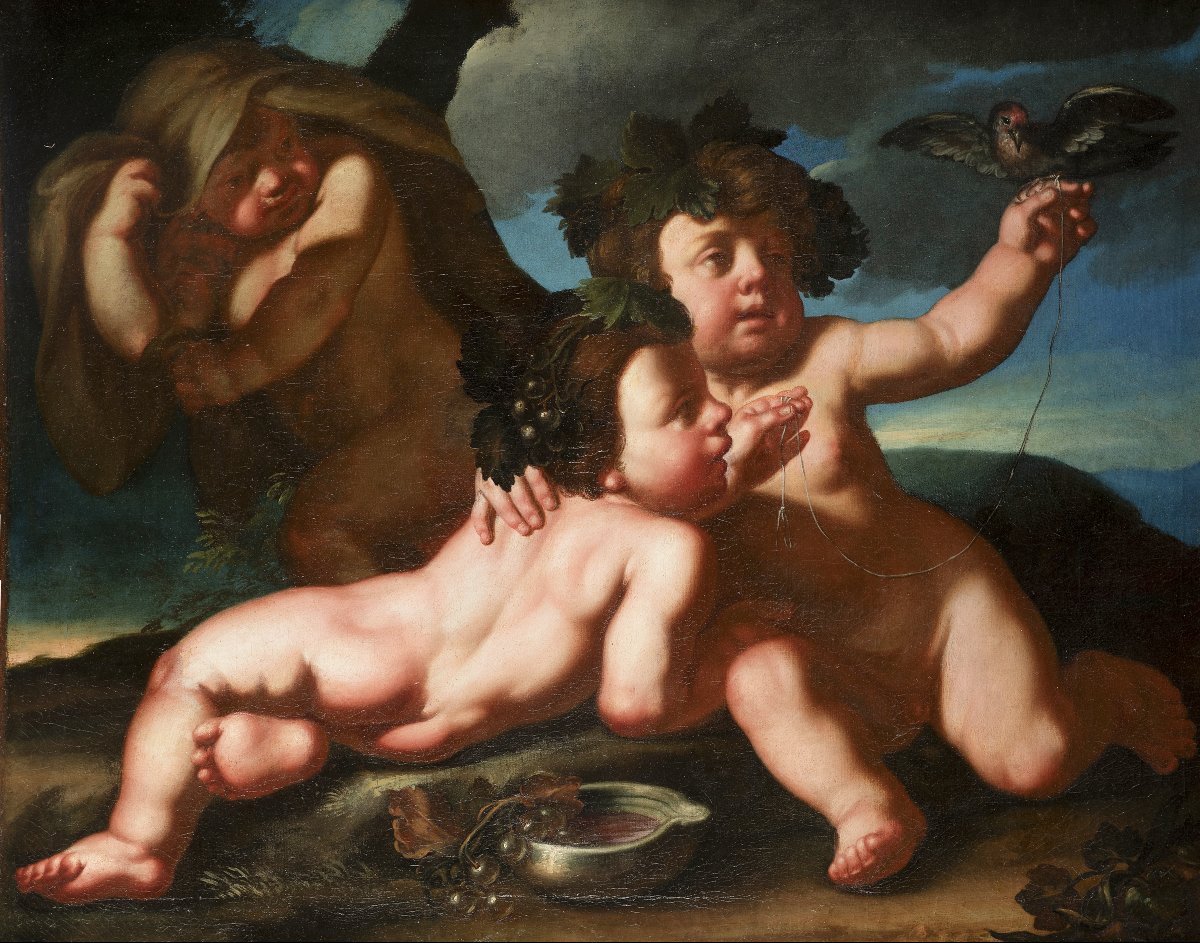 Bacchus As A Child And Two Putti In A Landscape 