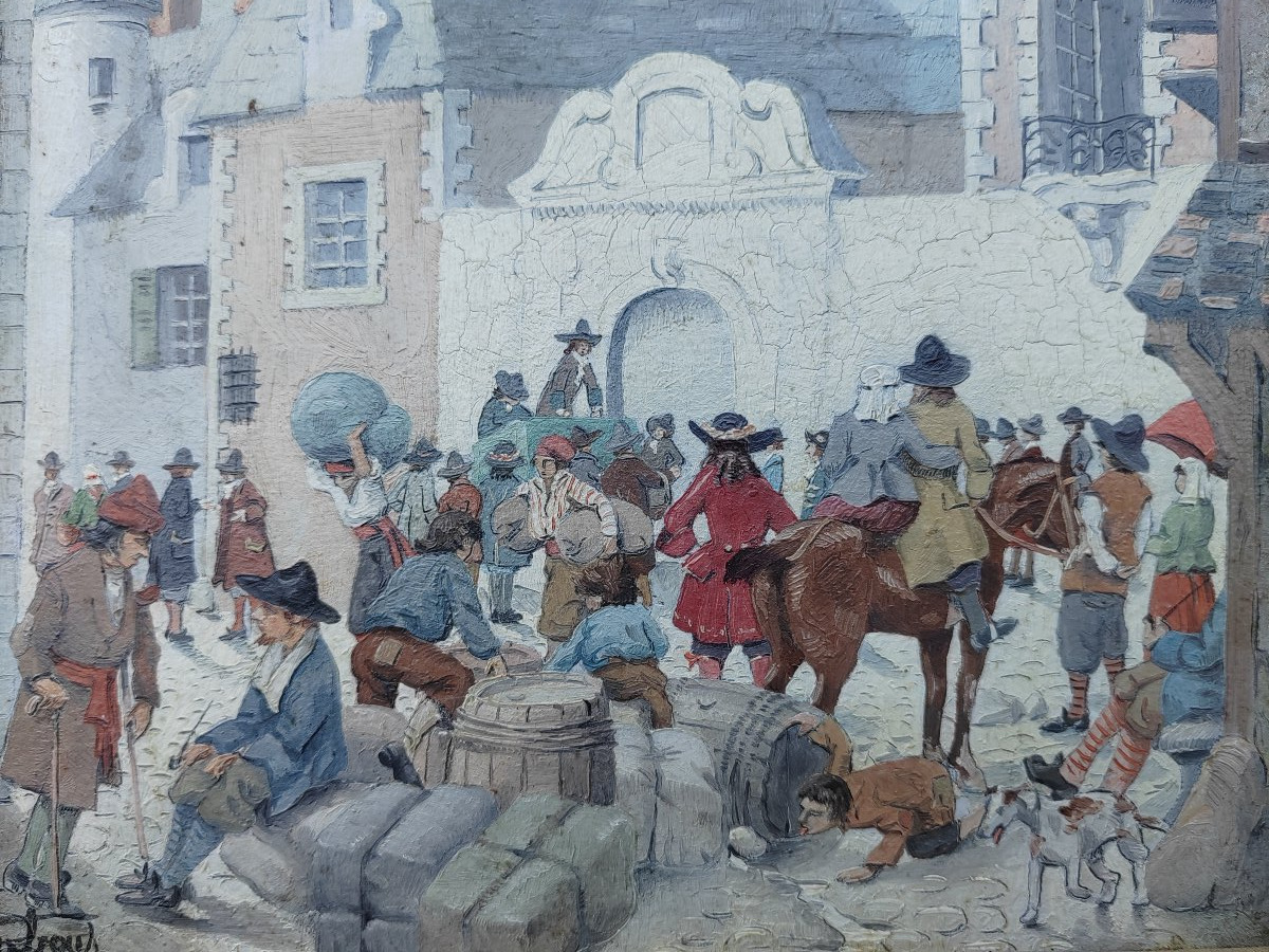 Albert Dubout (1905-1976) scène animée sur la place du village-photo-2