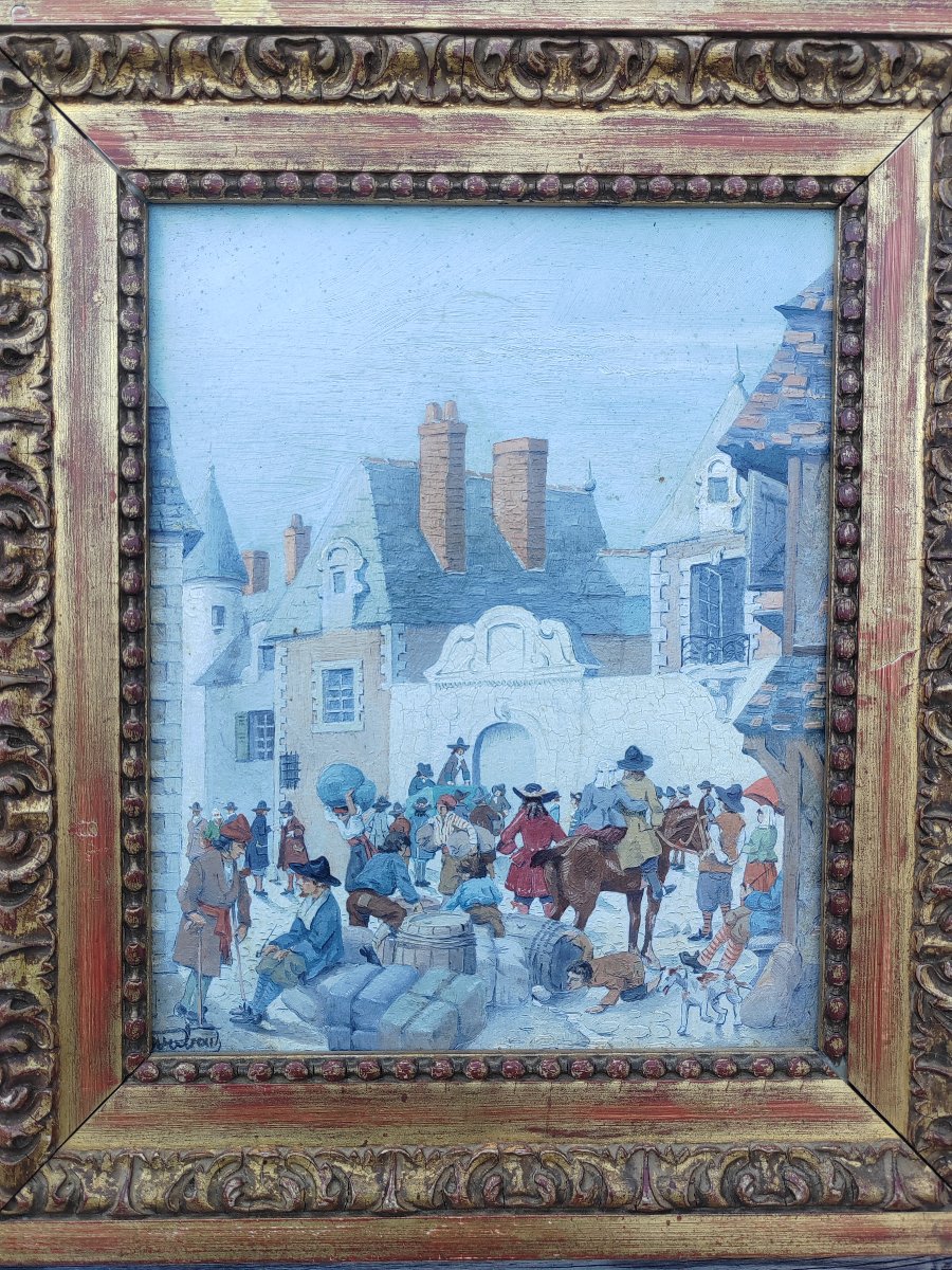Albert Dubout (1905-1976) scène animée sur la place du village-photo-2