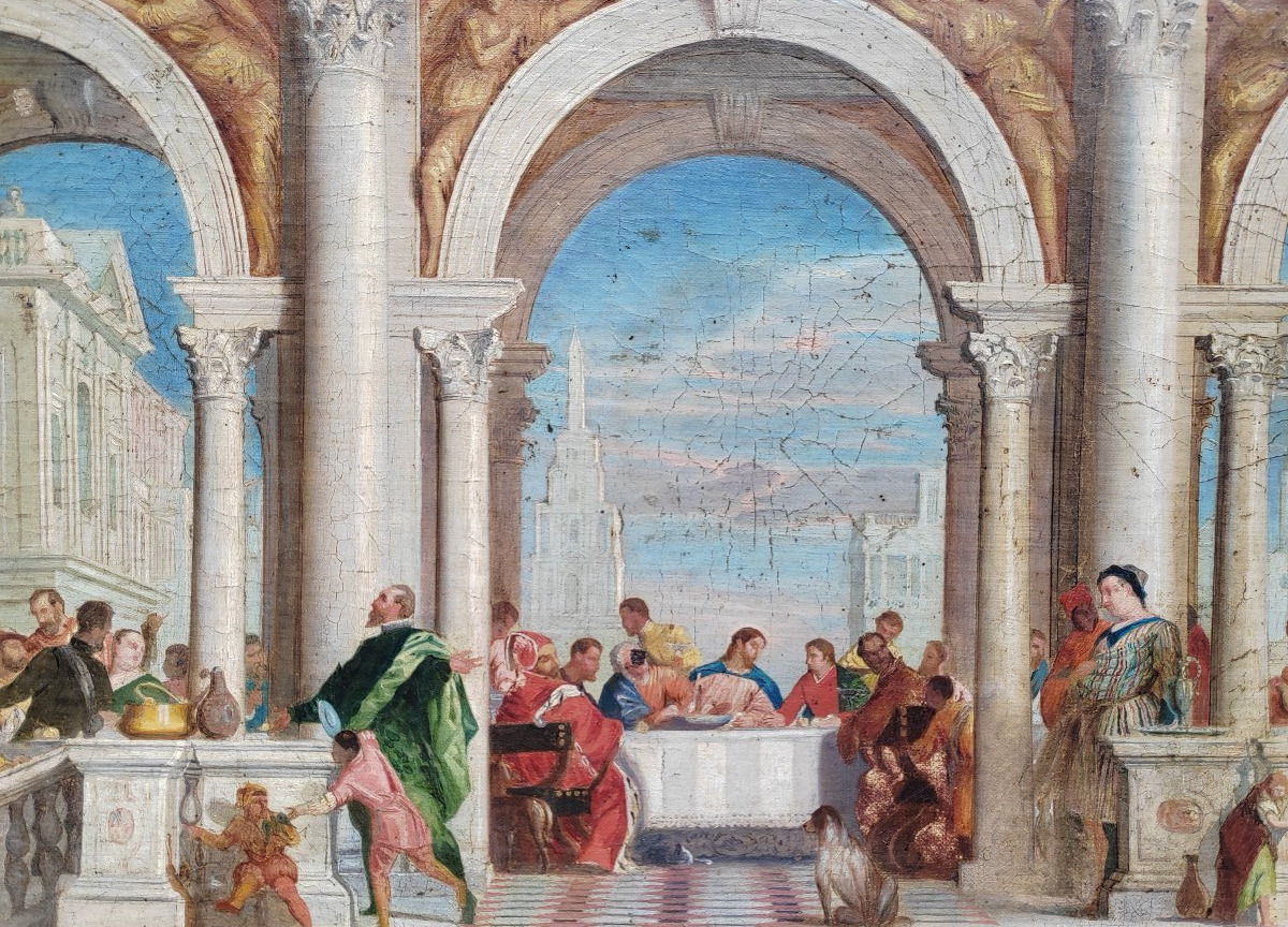 Le repas chez Levi grand tableau 19 ème d'après Véronèse -photo-3