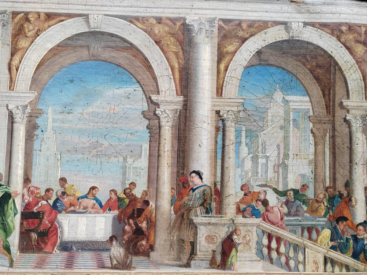 Le repas chez Levi grand tableau 19 ème d'après Véronèse -photo-4