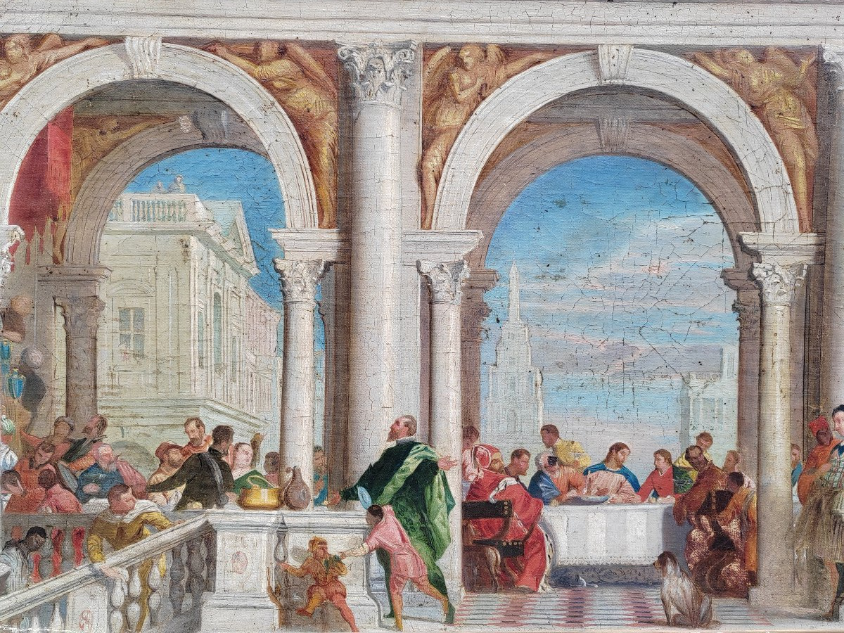 Le repas chez Levi grand tableau 19 ème d'après Véronèse -photo-4