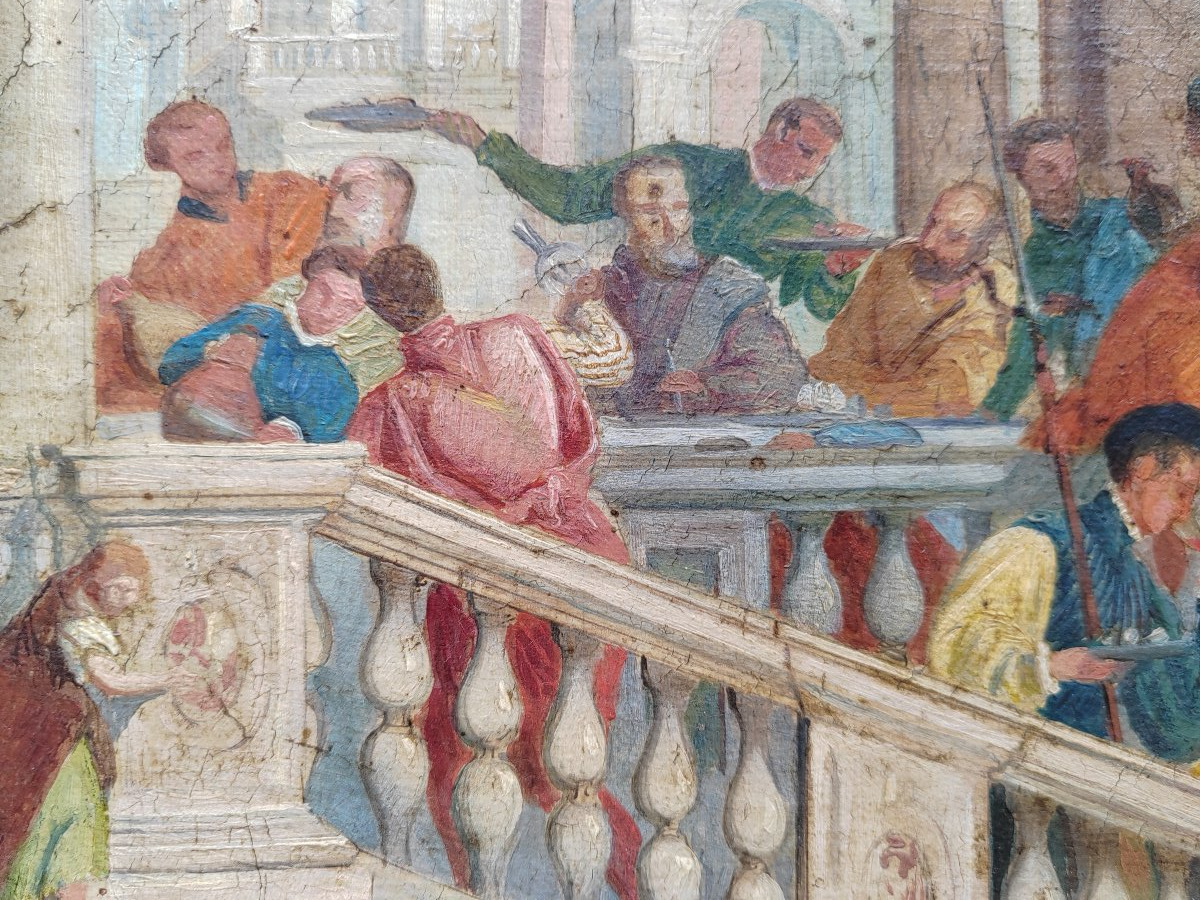 Le repas chez Levi grand tableau 19 ème d'après Véronèse -photo-1