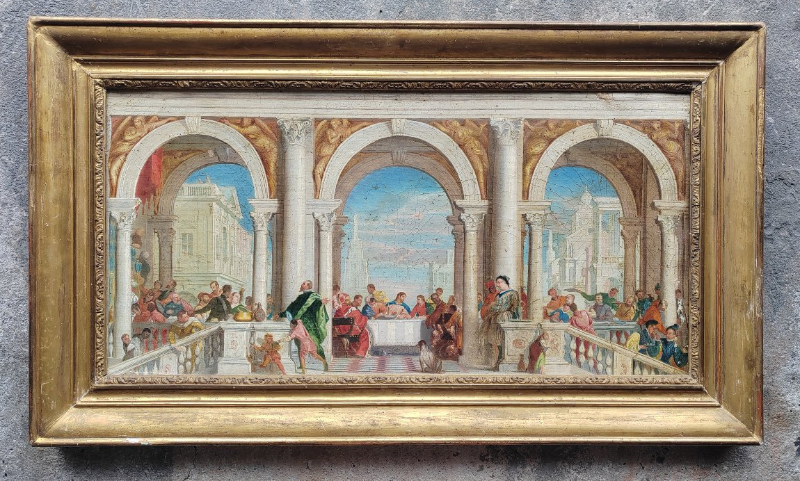 Le repas chez Levi grand tableau 19 ème d'après Véronèse 