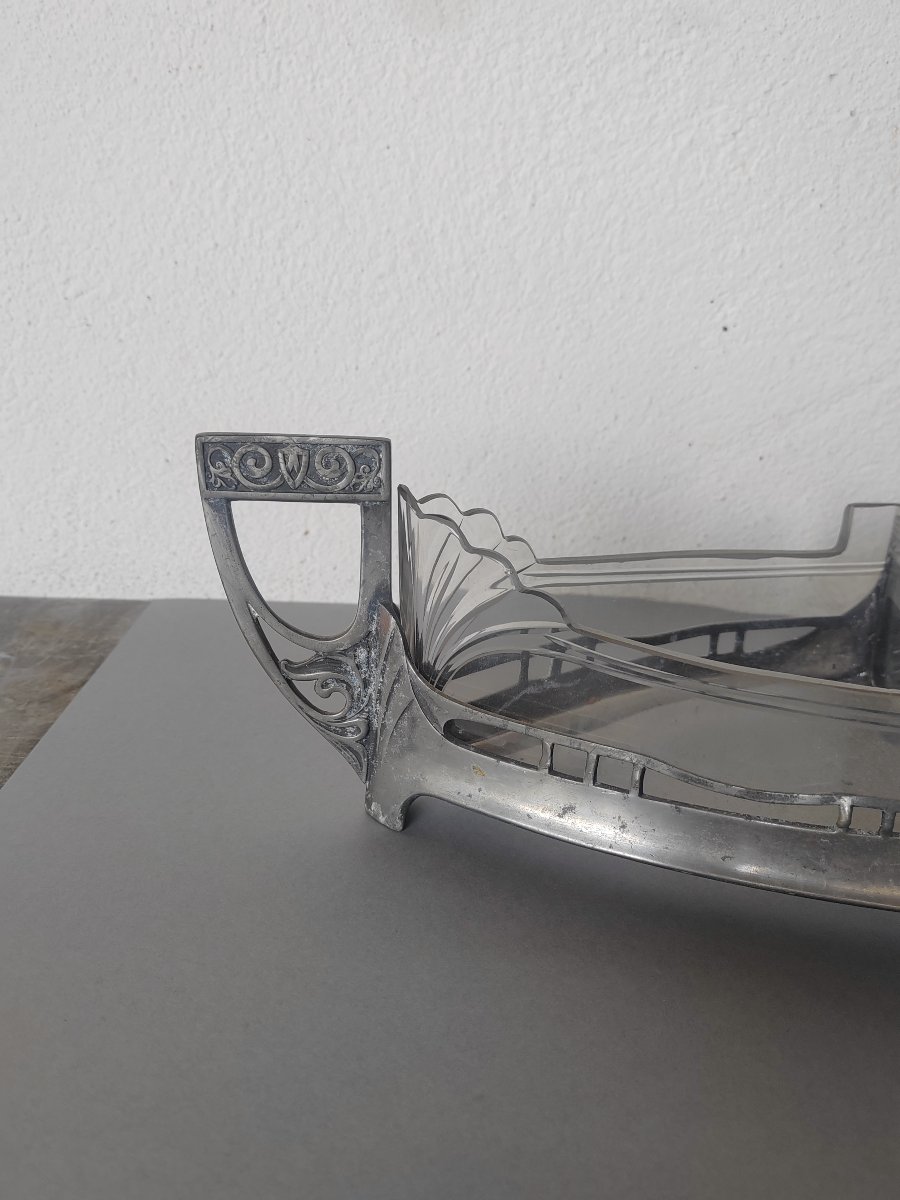 Art Nouveau Centerpiece In Silver-plated Metal -photo-1