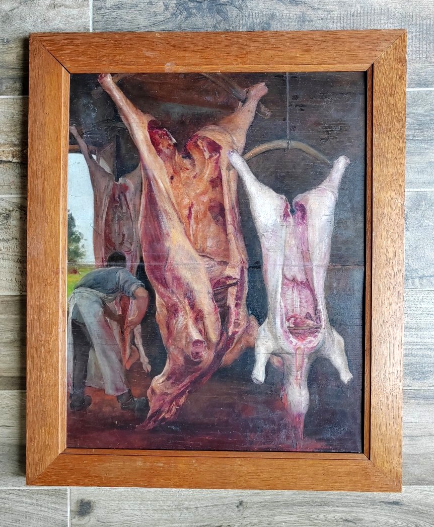 "the Butcher" (french School, Circa 1920) — Large Painting 