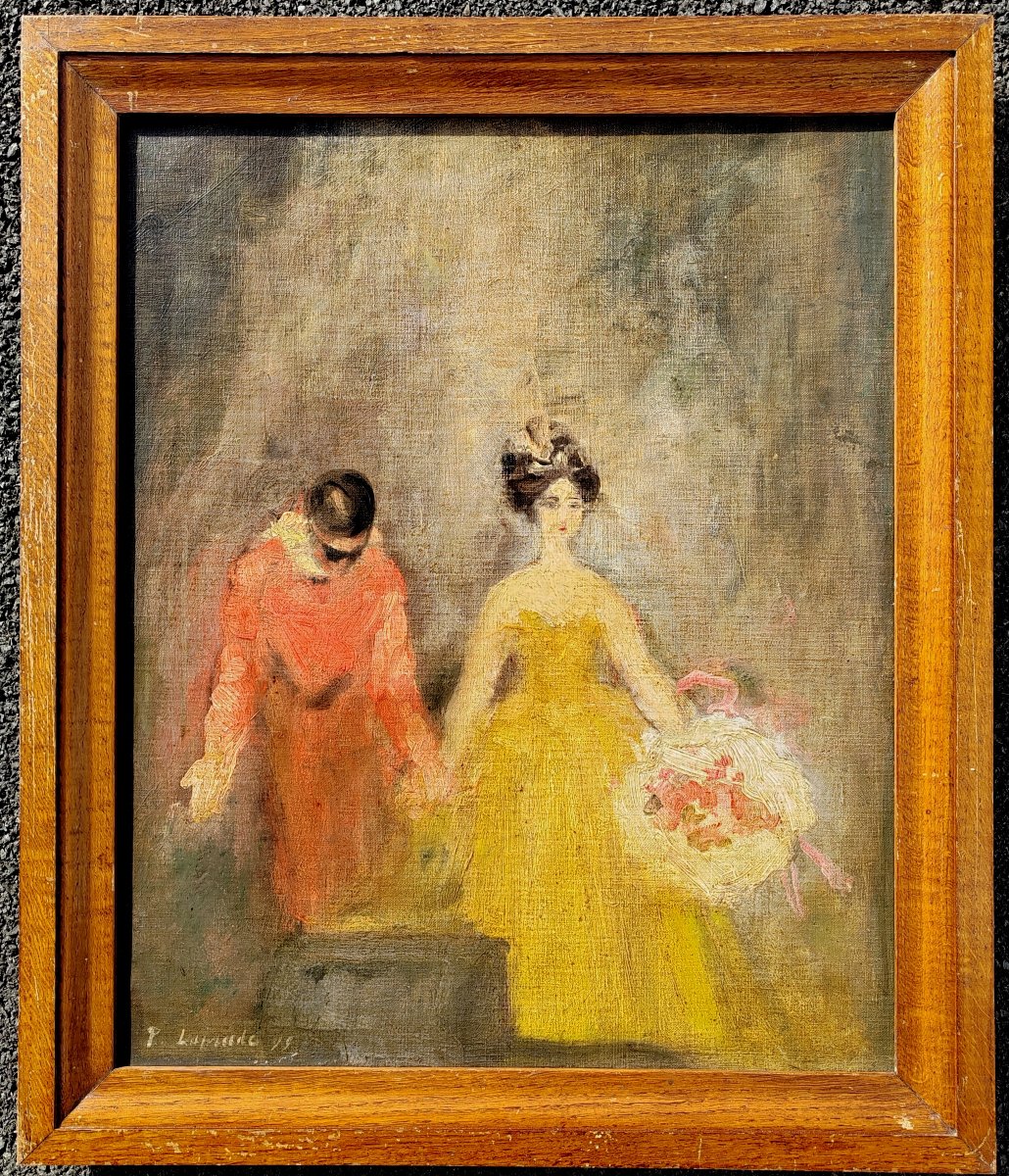 Pierre Laprade (1875–1931) Harlequin And Columbine Greeting The Audience, Dated 1899-photo-4