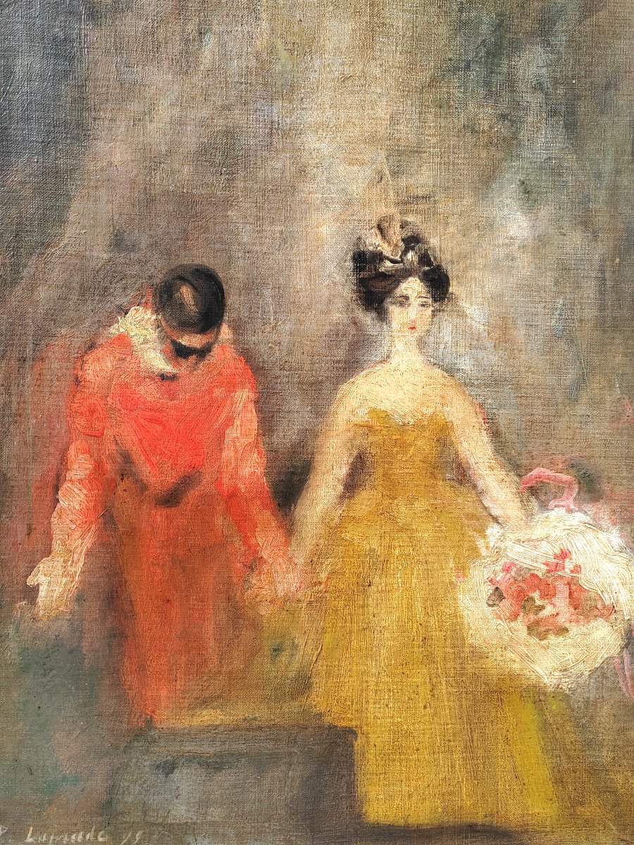 Pierre Laprade (1875–1931) Harlequin And Columbine Greeting The Audience, Dated 1899