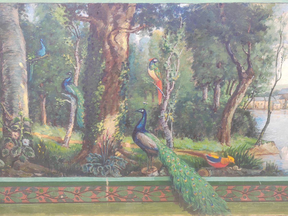 "the Peacock Parade," 1940—a Massive Painting, 2 Meters Long-photo-2