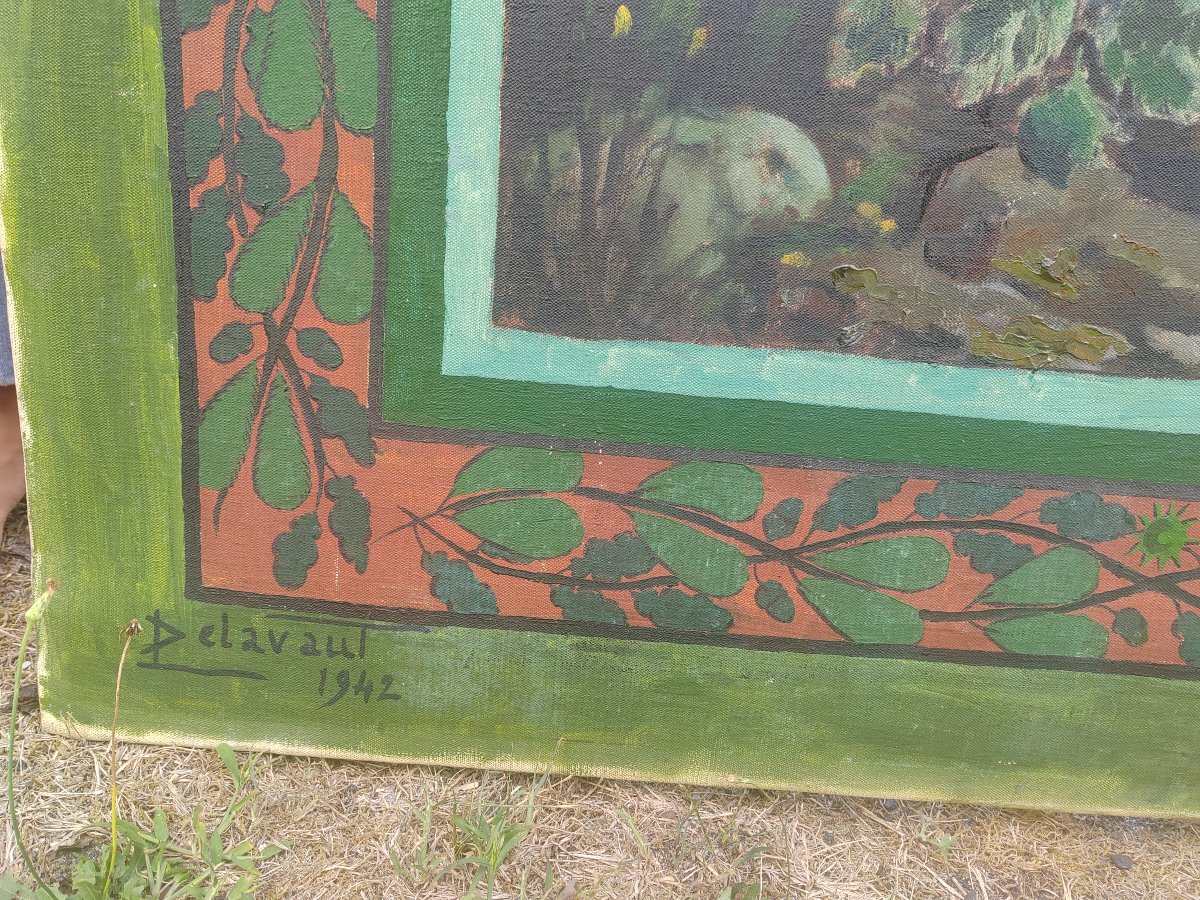 "the Peacock Parade," 1940—a Massive Painting, 2 Meters Long-photo-4
