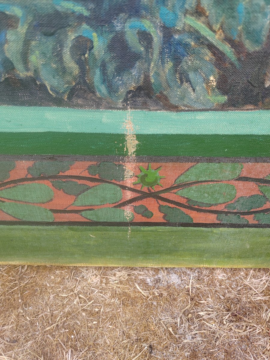 "the Peacock Parade," 1940—a Massive Painting, 2 Meters Long-photo-2