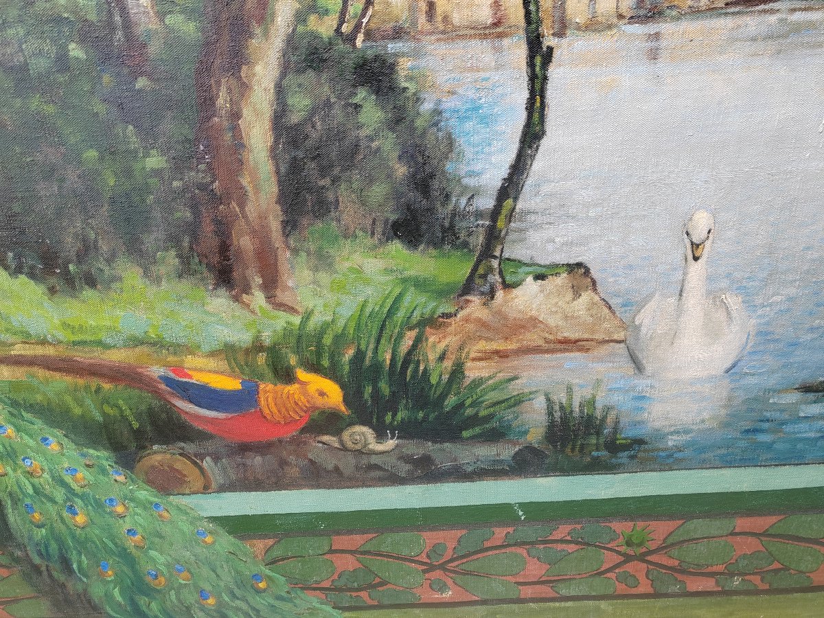"the Peacock Parade," 1940—a Massive Painting, 2 Meters Long-photo-3