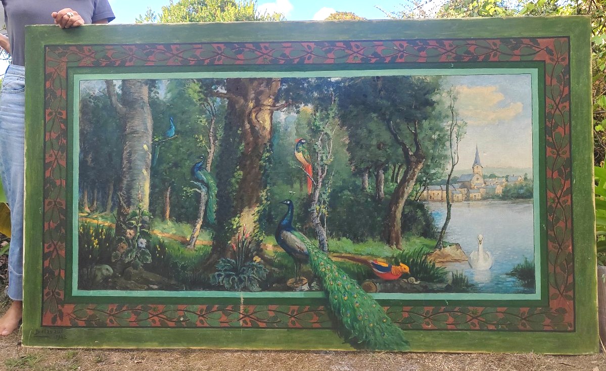 "the Peacock Parade," 1940—a Massive Painting, 2 Meters Long-photo-4