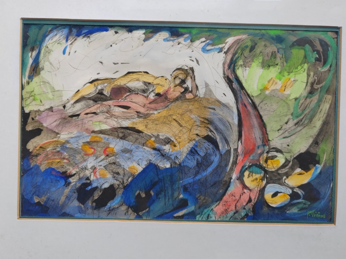 Odalisque, Mixed Media, Signature To Be Identified -photo-4