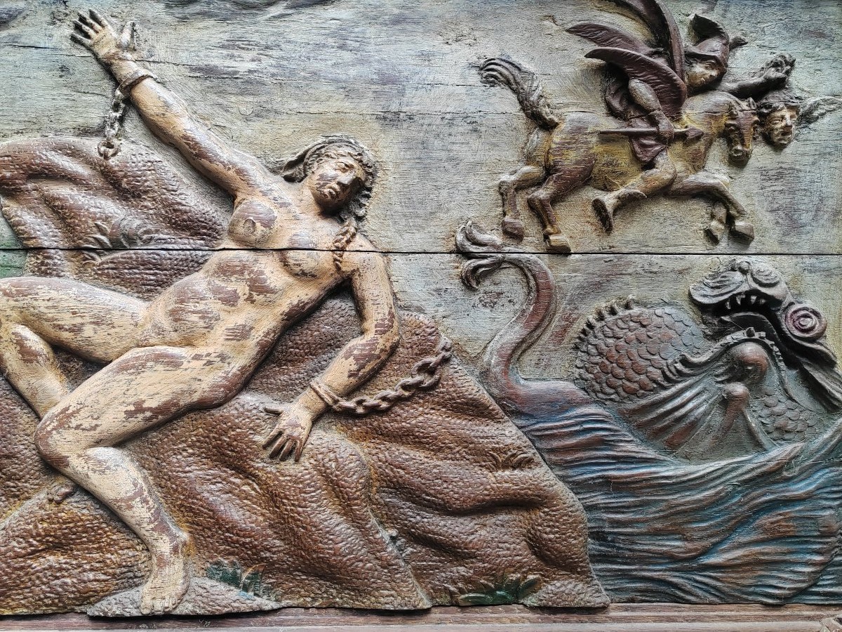 Large 17th-century Bas-relief Depicting Perseus And Andromeda, From The Louis XIII Period-photo-2