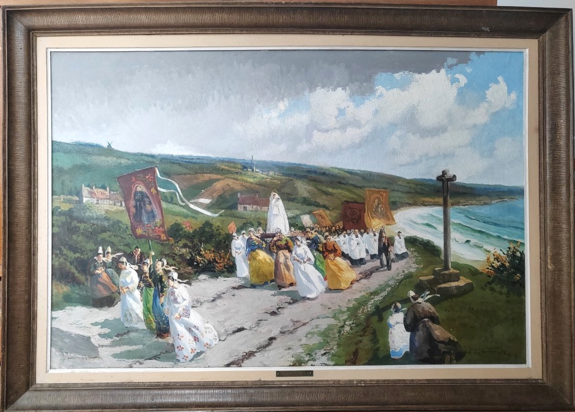 "pardon At Penhors, 1928" By Lucien Marie Le Gardien—a Very Large Painting -photo-2
