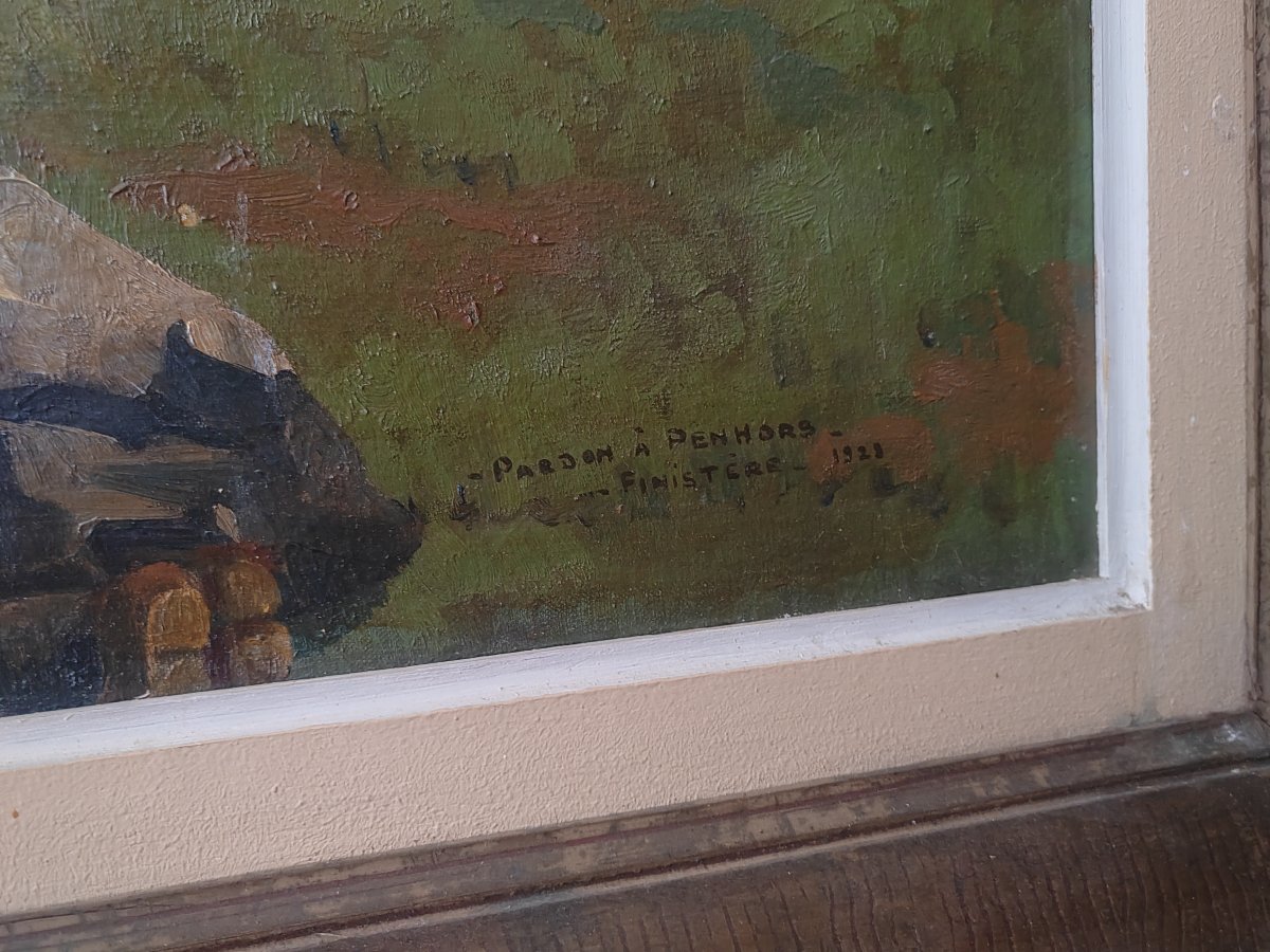 "pardon At Penhors, 1928" By Lucien Marie Le Gardien—a Very Large Painting -photo-3