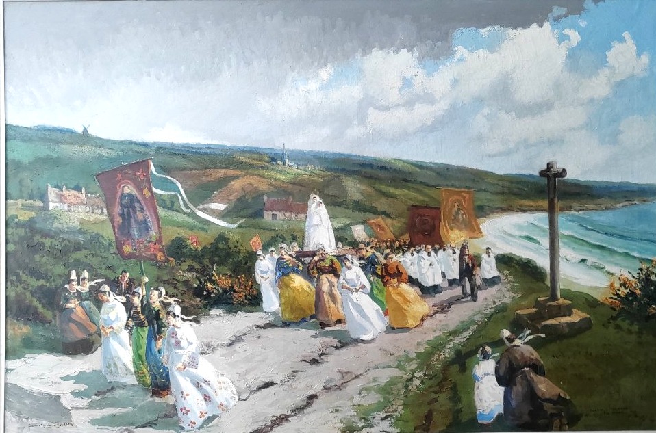 "pardon At Penhors, 1928" By Lucien Marie Le Gardien—a Very Large Painting 