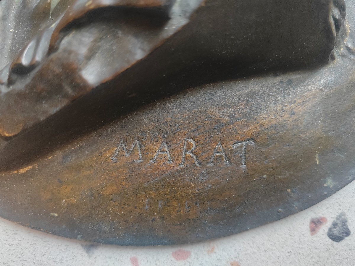 19th-century Bronze Medallion Portrait Of Marat From The Revolution -photo-2