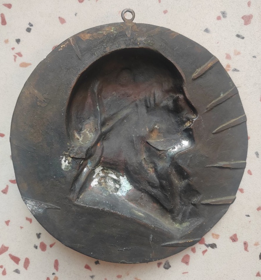 19th-century Bronze Medallion Portrait Of Marat From The Revolution -photo-3