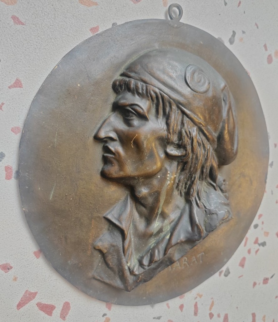 19th-century Bronze Medallion Portrait Of Marat From The Revolution -photo-4