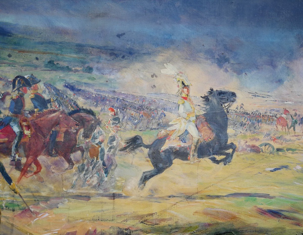 Battle Of Jena Napoleon Murat Large Preparatory Painting Henri Chartier (1859-1924)-photo-3