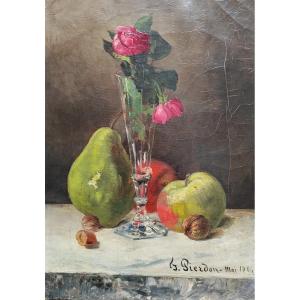 François Pierdon Soliflore roses fruits et noix