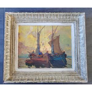 Louis Bonamici Tartanes En Mer Official Painter Of The Navy