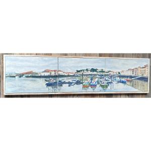 Large Triptych Basque Country St Jean De Luz In The Taste Of Jiva