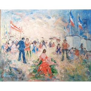 Deauville Joseph Raumann la plage 81x100