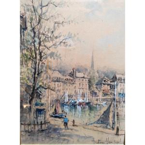 Honfleur Denis Verspecht Aquarelle gouache