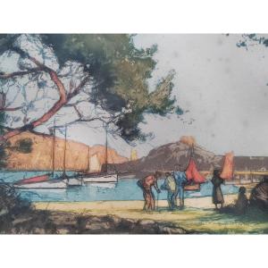 Henri Callot île d'Yeu port de la meule rare lithographie