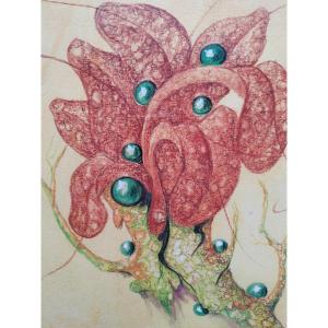 Étude de plante carnivore pastel de Jean Claude L'Ernout (1939-2016) 